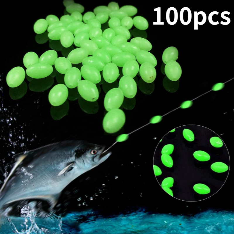 Fishing Equipment On Sale - 100 ピース/ロットオーバルナイト発光釣りビーズ光る海釣りルアー餌フローティングビーズ釣具ツールリグ 4/5/6/8 ミリメートル