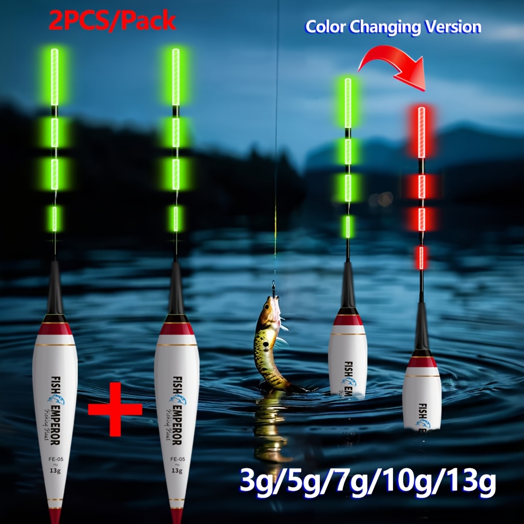 Fishing Equipment Ebay - バイトフロート2個入り インテリジェントカラーチェンジ電子フロート釣り用LED発光ロックフィッシングヨーロッパ鯉釣りグループ