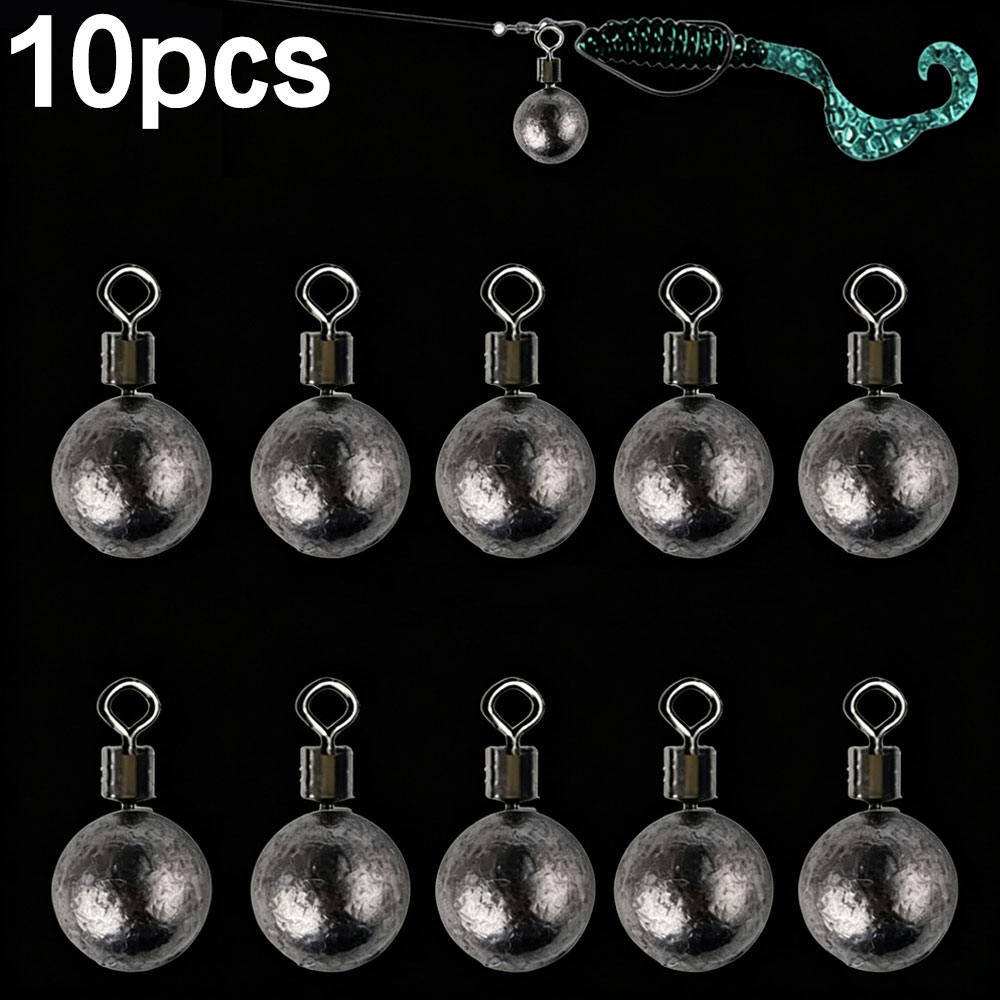 Fishing Equipment On Sale - 10個入り 5-20g 丸型鉛シンカー スイベルループ付き釣り用錘 鯉、トラウト、バス、海釣り用タックルアクセサリー