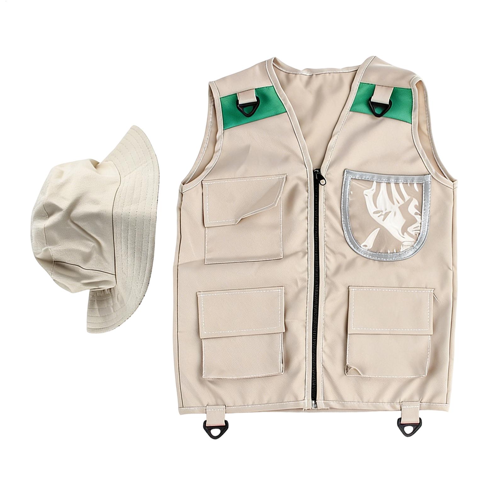 子供用アウトドア探検家服ベスト帽子キャンプ用品ロールプレイプ - Fishing Equipment Logos のレビューと価格